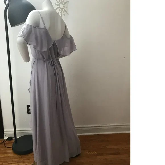 Le Chateau PLUS SIZE Dusty Lilac Purple Wedding Asymmetrical Gown Maxi Dress - Picture 2 of 5